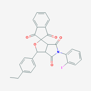 molecular formula C28H20INO5 B412383 3-(4-ethylphenyl)-5-(2-iodophenyl)-1',3',4,6(2'H)-tetraoxohexahydrospiro(1H-furo[3,4-c]pyrrole-1,2'-{1'H}-indene) 