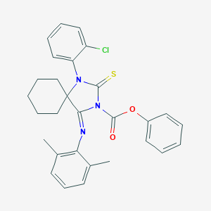 phenyl (4E)-1-(2-chlorophenyl)-4-[(2,6-dimethylphenyl)imino]-2-thioxo-1,3-diazaspiro[4.5]decane-3-carboxylate