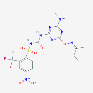 molecular formula C17H19F3N8O6S B412391 1-[4-[(Z)-butan-2-ylideneamino]oxy-6-(dimethylamino)-1,3,5-triazin-2-yl]-3-[4-nitro-2-(trifluoromethyl)phenyl]sulfonylurea 