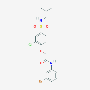 molecular formula C18H20BrClN2O4S B4123998 N-(3-bromophenyl)-2-[2-chloro-4-(2-methylpropylsulfamoyl)phenoxy]acetamide 
