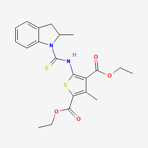 molecular formula C21H24N2O4S2 B4124021 diethyl 3-methyl-5-{[(2-methyl-2,3-dihydro-1H-indol-1-yl)carbonothioyl]amino}-2,4-thiophenedicarboxylate 