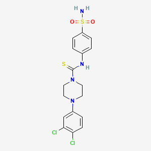 molecular formula C17H18Cl2N4O2S2 B4124049 N-[4-(aminosulfonyl)phenyl]-4-(3,4-dichlorophenyl)-1-piperazinecarbothioamide 