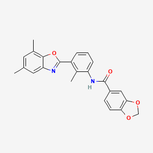 molecular formula C24H20N2O4 B4124053 N-[3-(5,7-dimethyl-1,3-benzoxazol-2-yl)-2-methylphenyl]-1,3-benzodioxole-5-carboxamide 