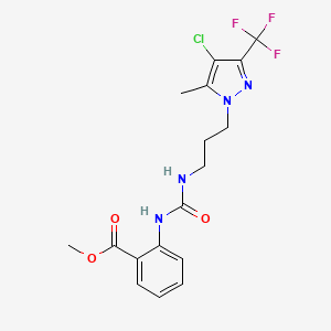 molecular formula C17H18ClF3N4O3 B4124121 methyl 2-{[({3-[4-chloro-5-methyl-3-(trifluoromethyl)-1H-pyrazol-1-yl]propyl}amino)carbonyl]amino}benzoate 