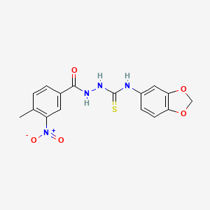 molecular formula C16H14N4O5S B4124127 N-1,3-benzodioxol-5-yl-2-(4-methyl-3-nitrobenzoyl)hydrazinecarbothioamide 