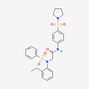 molecular formula C26H29N3O5S2 B4124275 N~2~-(2-ethylphenyl)-N~2~-(phenylsulfonyl)-N~1~-[4-(1-pyrrolidinylsulfonyl)phenyl]glycinamide 