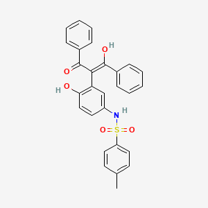 molecular formula C28H23NO5S B4124381 N-[4-hydroxy-3-[(Z)-1-hydroxy-3-oxo-1,3-diphenylprop-1-en-2-yl]phenyl]-4-methylbenzenesulfonamide 