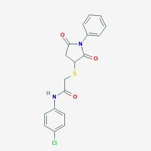 molecular formula C18H15ClN2O3S B412446 N-(4-Chloro-phenyl)-2-(2,5-dioxo-1-phenyl-pyrrolidin-3-ylsulfanyl)-acetamide 