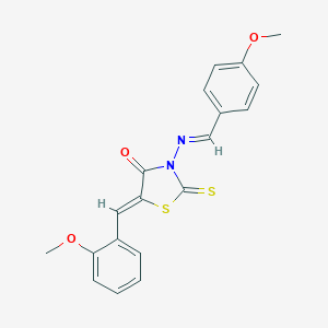 molecular formula C19H16N2O3S2 B412450 5-(2-Methoxybenzylidene)-3-[(4-methoxybenzylidene)amino]-2-thioxo-1,3-thiazolidin-4-one 