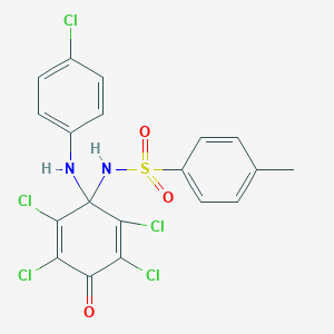 molecular formula C19H13Cl5N2O3S B412454 4-methyl-N-[2,3,5,6-tetrachloro-1-(4-chloroanilino)-4-oxo-2,5-cyclohexadien-1-yl]benzenesulfonamide 