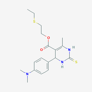 molecular formula C18H25N3O2S2 B412455 2-(Ethylsulfanyl)ethyl 4-[4-(dimethylamino)phenyl]-6-methyl-2-thioxo-1,2,3,4-tetrahydro-5-pyrimidinecarboxylate 