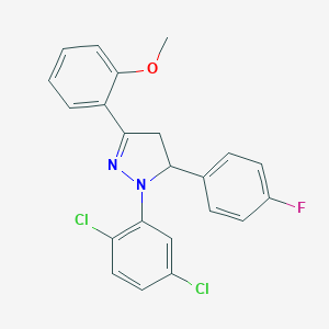 molecular formula C22H17Cl2FN2O B412456 1-(2,5-dichlorophenyl)-5-(4-fluorophenyl)-3-(2-methoxyphenyl)-4,5-dihydro-1H-pyrazole 
