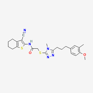 molecular formula C25H29N5O2S2 B4124569 N-(3-cyano-4,5,6,7-tetrahydro-1-benzothiophen-2-yl)-2-({5-[3-(4-methoxy-3-methylphenyl)propyl]-4-methyl-4H-1,2,4-triazol-3-yl}sulfanyl)acetamide 