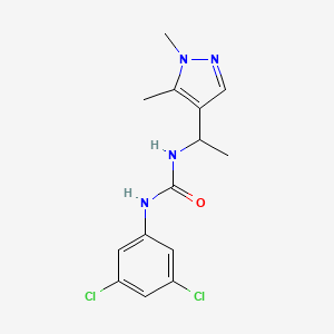 molecular formula C14H16Cl2N4O B4124700 N-(3,5-dichlorophenyl)-N'-[1-(1,5-dimethyl-1H-pyrazol-4-yl)ethyl]urea 
