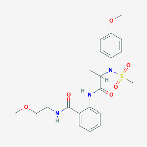 molecular formula C21H27N3O6S B4124979 N-(2-methoxyethyl)-2-[2-(4-methoxy-N-methylsulfonylanilino)propanoylamino]benzamide 