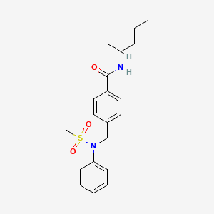 molecular formula C20H26N2O3S B4125014 N-(1-methylbutyl)-4-{[(methylsulfonyl)(phenyl)amino]methyl}benzamide 