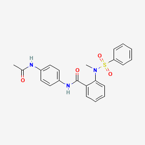 molecular formula C22H21N3O4S B4125269 N-[4-(acetylamino)phenyl]-2-[methyl(phenylsulfonyl)amino]benzamide 