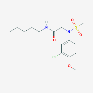 molecular formula C15H23ClN2O4S B4125309 N~2~-(3-chloro-4-methoxyphenyl)-N~2~-(methylsulfonyl)-N~1~-pentylglycinamide 