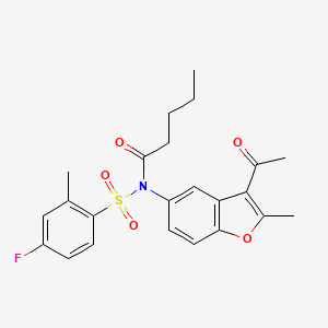 molecular formula C23H24FNO5S B4125314 N-(3-ACETYL-2-METHYL-1-BENZOFURAN-5-YL)-N-(4-FLUORO-2-METHYLBENZENESULFONYL)PENTANAMIDE 