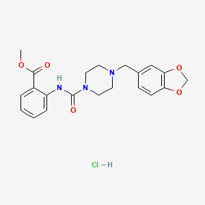 molecular formula C21H24ClN3O5 B4125562 Methyl 2-[[4-(1,3-benzodioxol-5-ylmethyl)piperazine-1-carbonyl]amino]benzoate;hydrochloride 