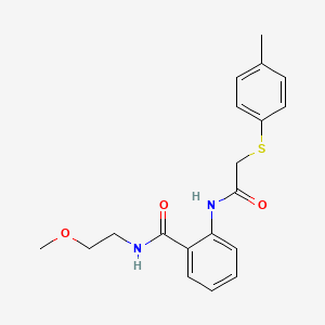 molecular formula C19H22N2O3S B4125594 N-(2-methoxyethyl)-2-({[(4-methylphenyl)thio]acetyl}amino)benzamide 