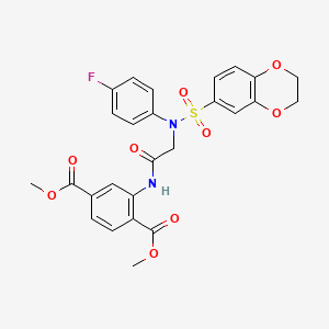 molecular formula C26H23FN2O9S B4125631 dimethyl 2-{[N-(2,3-dihydro-1,4-benzodioxin-6-ylsulfonyl)-N-(4-fluorophenyl)glycyl]amino}terephthalate 