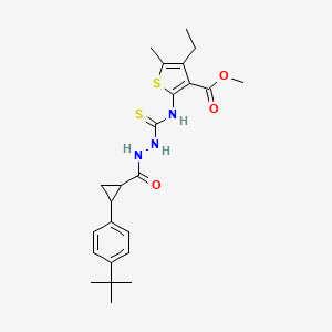 molecular formula C24H31N3O3S2 B4125742 Methyl 2-{[(2-{[2-(4-tert-butylphenyl)cyclopropyl]carbonyl}hydrazinyl)carbonothioyl]amino}-4-ethyl-5-methylthiophene-3-carboxylate 