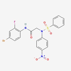 molecular formula C20H15BrFN3O5S B4125772 N~1~-(4-bromo-2-fluorophenyl)-N~2~-(4-nitrophenyl)-N~2~-(phenylsulfonyl)glycinamide 