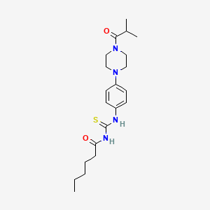 molecular formula C21H32N4O2S B4125821 N-({[4-(4-isobutyryl-1-piperazinyl)phenyl]amino}carbonothioyl)hexanamide 