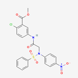 molecular formula C22H18ClN3O7S B4125924 methyl 2-chloro-5-{[N-(4-nitrophenyl)-N-(phenylsulfonyl)glycyl]amino}benzoate 