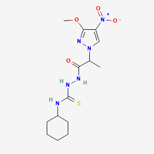 molecular formula C14H22N6O4S B4125935 N-cyclohexyl-2-[2-(3-methoxy-4-nitro-1H-pyrazol-1-yl)propanoyl]hydrazinecarbothioamide 