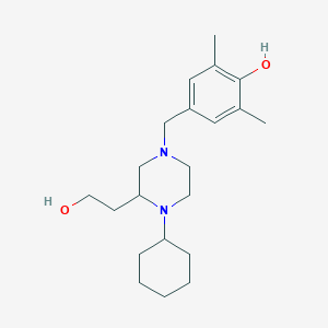 molecular formula C21H34N2O2 B4125957 4-{[4-cyclohexyl-3-(2-hydroxyethyl)-1-piperazinyl]methyl}-2,6-dimethylphenol 