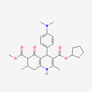molecular formula C27H34N2O5 B4125978 3-Cyclopentyl 6-methyl 4-[4-(dimethylamino)phenyl]-2,7-dimethyl-5-oxo-1,4,5,6,7,8-hexahydroquinoline-3,6-dicarboxylate 