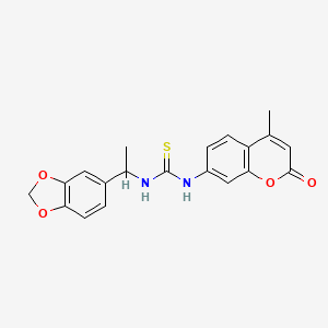 molecular formula C20H18N2O4S B4125988 1-[1-(1,3-benzodioxol-5-yl)ethyl]-3-(4-methyl-2-oxo-2H-chromen-7-yl)thiourea 