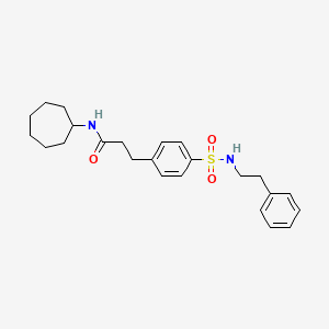 molecular formula C24H32N2O3S B4126016 N-cycloheptyl-3-(4-{[(2-phenylethyl)amino]sulfonyl}phenyl)propanamide 