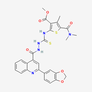 molecular formula C28H25N5O6S2 B4126048 methyl 2-{[(2-{[2-(1,3-benzodioxol-5-yl)-4-quinolinyl]carbonyl}hydrazino)carbonothioyl]amino}-5-[(dimethylamino)carbonyl]-4-methyl-3-thiophenecarboxylate 