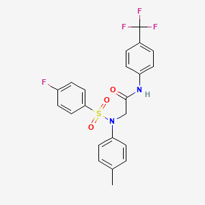 molecular formula C22H18F4N2O3S B4126062 N~2~-[(4-fluorophenyl)sulfonyl]-N~2~-(4-methylphenyl)-N~1~-[4-(trifluoromethyl)phenyl]glycinamide 