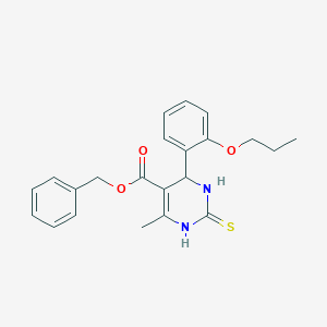 molecular formula C22H24N2O3S B412608 BENZYL 6-METHYL-4-(2-PROPOXYPHENYL)-2-SULFANYLIDENE-1,2,3,4-TETRAHYDROPYRIMIDINE-5-CARBOXYLATE 