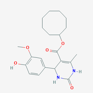 molecular formula C21H28N2O5 B412740 CYCLOOCTYL 4-(4-HYDROXY-3-METHOXYPHENYL)-6-METHYL-2-OXO-1,2,3,4-TETRAHYDRO-5-PYRIMIDINECARBOXYLATE 