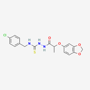 molecular formula C18H18ClN3O4S B4127486 2-[2-(1,3-benzodioxol-5-yloxy)propanoyl]-N-(4-chlorobenzyl)hydrazinecarbothioamide 