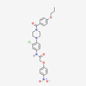 molecular formula C28H29ClN4O6 B4127564 N-{3-chloro-4-[4-(4-propoxybenzoyl)-1-piperazinyl]phenyl}-2-(4-nitrophenoxy)acetamide 