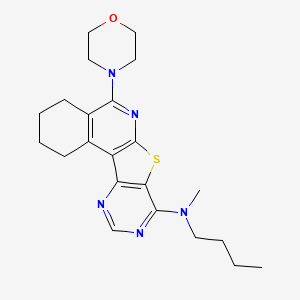 molecular formula C22H29N5OS B4127565 N-butyl-N-methyl-8-morpholin-4-yl-11-thia-9,14,16-triazatetracyclo[8.7.0.02,7.012,17]heptadeca-1,7,9,12,14,16-hexaen-13-amine 