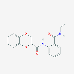 molecular formula C19H20N2O4 B4127589 N-{2-[(propylamino)carbonyl]phenyl}-2,3-dihydro-1,4-benzodioxine-2-carboxamide 