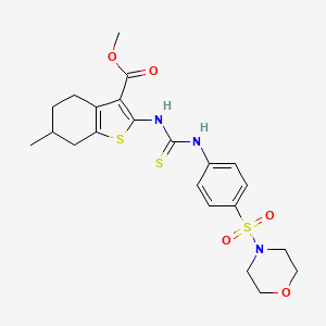 molecular formula C22H27N3O5S3 B4127620 Methyl 6-methyl-2-({[4-(morpholin-4-ylsulfonyl)phenyl]carbamothioyl}amino)-4,5,6,7-tetrahydro-1-benzothiophene-3-carboxylate 