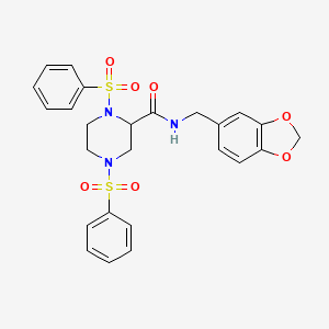 molecular formula C25H25N3O7S2 B4127875 1,4-bis(benzenesulfonyl)-N-(1,3-benzodioxol-5-ylmethyl)piperazine-2-carboxamide 