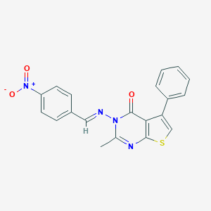 molecular formula C20H14N4O3S B412806 2-methyl-3-[(E)-(4-nitrophenyl)methylideneamino]-5-phenylthieno[2,3-d]pyrimidin-4-one 