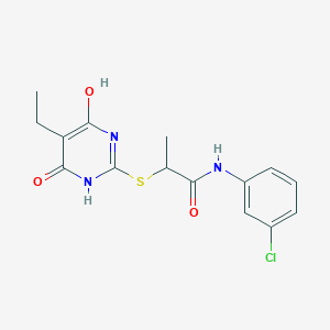 molecular formula C15H16ClN3O3S B4128061 N-(3-chlorophenyl)-2-[(5-ethyl-4-hydroxy-6-oxo-1,6-dihydropyrimidin-2-yl)sulfanyl]propanamide 