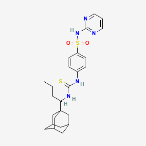molecular formula C25H33N5O2S2 B4128286 N-(pyrimidin-2-yl)-4-({[1-(tricyclo[3.3.1.1~3,7~]dec-1-yl)butyl]carbamothioyl}amino)benzenesulfonamide 