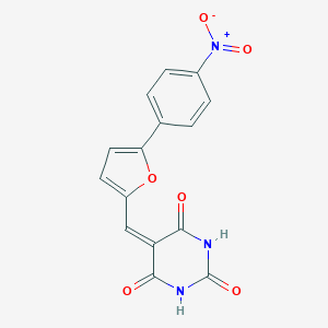 molecular formula C15H9N3O6 B412842 5-((5-(4-nitrophenyl)furan-2-yl)methylene)pyrimidine-2,4,6(1H,3H,5H)-trione CAS No. 153854-74-1