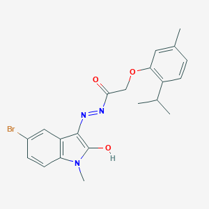 molecular formula C21H22BrN3O3 B412846 N-(5-Bromo-2-hydroxy-1-methylindol-3-yl)imino-2-(5-methyl-2-propan-2-ylphenoxy)acetamide CAS No. 297137-70-3